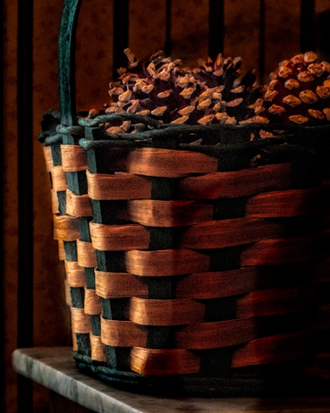 "Basket and Pinecones"